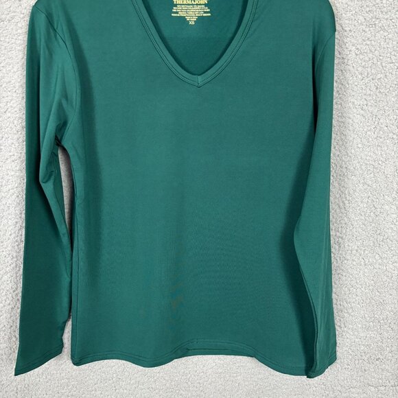 Thermajohn Mens Base Layer Cold Weather V-Neck Thermal Top Green XS NWT's - Picture 2 of 6